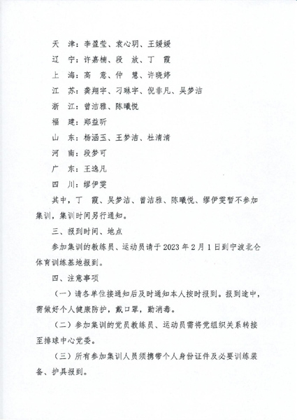 新一届中国男、女排集训名单公布江川、袁心玥领衔